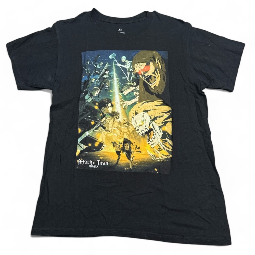 Attack on Titan Final Season T Shirt Adult Size Medium Black Anime Vintage Style